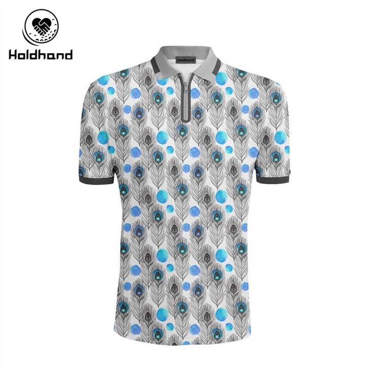Full Printing Design Golf Shirts For Men Dry Fit Short Sleeve Print Performance Moisture Wicking Polo Shirt
